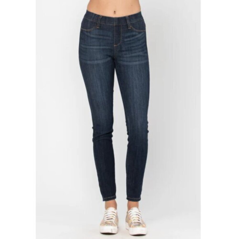 NWT Judy Blue Mid-Rise Dark Wash Pull On Skinny Jean Jeggings Size 5/27